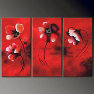 Flower Subject Red Background Wall Decoration Modern Oil Paintings
