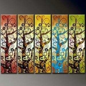 Trees Subject Mixcolor Background Unframed Modern Oil Paintings