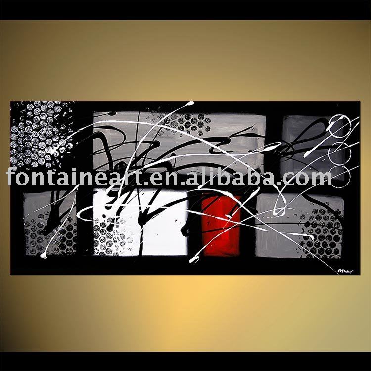 Handpainted Grey Background With Many White Lines Modern Oil Paintings