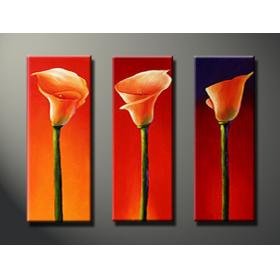 Three Colours Background With Flowers Canvas Modern Oil Paintings