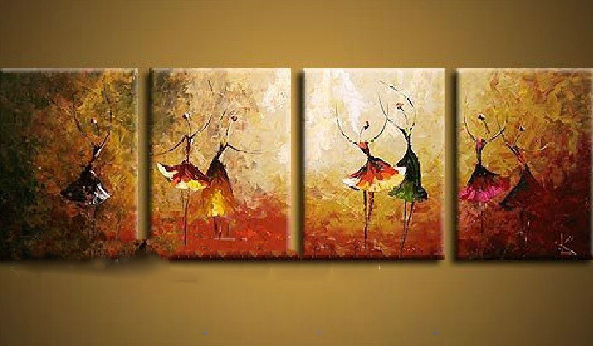 Dancers Subject Hand Painted Multi-colour Background Modern Oil Paintings