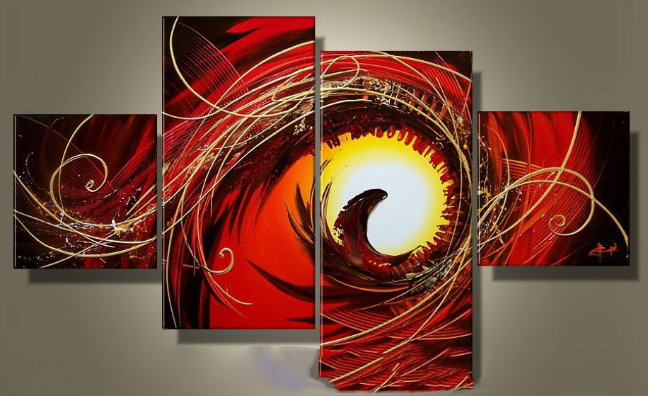 Multi-colour Background With Curly Straps On Canvas Unstretched Modern Oil Paintings