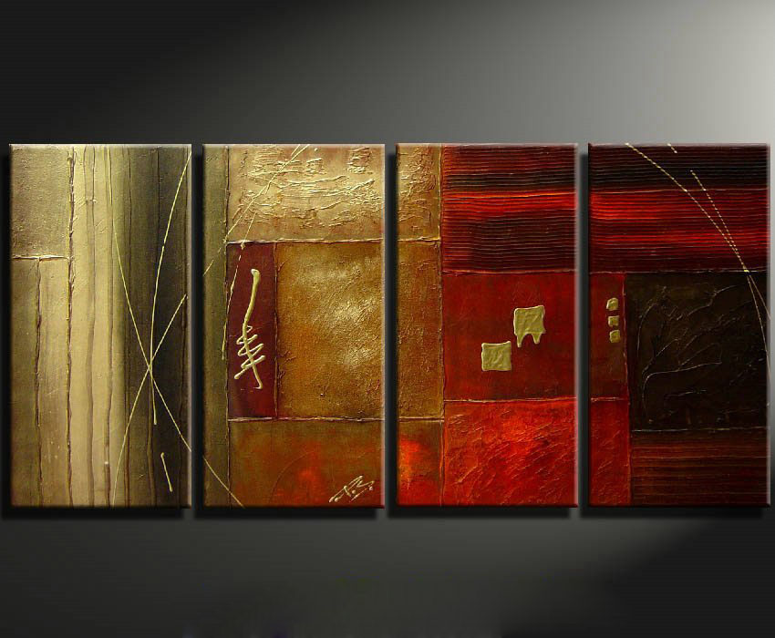 Four Pieces Unframed Unstretched Modern Oil Paintings