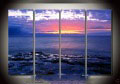 Four Pieces Blue & Pink Seascape Subject Modern Oil Paintings