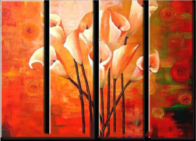 Pure Hand-painted Multi-colour Background With Flowers Modern Oil Paintings