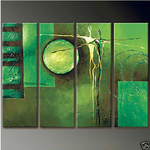 Abstractive Unframed Light Green Background Modern Oil Paintings