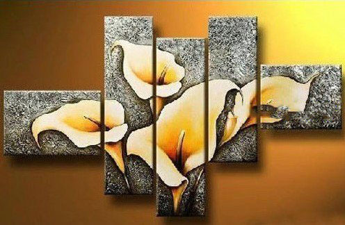 Gray Background With Callas Hand-painted Modern Oil Paintings