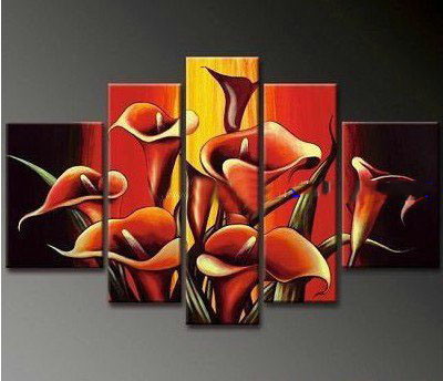 Three Colours Background With Callas Pure Hand-painted Modern Oil Paintings