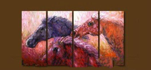 Three Horses Subject Pure Hand-painted Wall Decorative Modern Oil Paintings