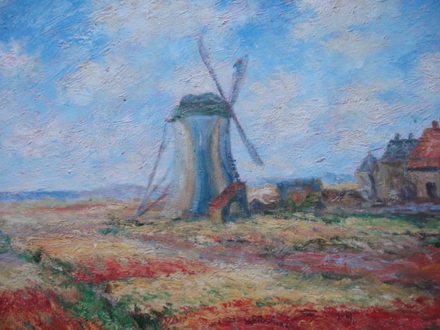 Pure Hand-painted On Cavans Windmill Subject Modern Oil Paintings
