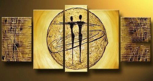 With Two People 5 Pieces Unframe Modern Oil Paintings