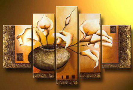 A Bottle & Calla Subject 5 Pieces Wall Decor Modern Oil Paintings