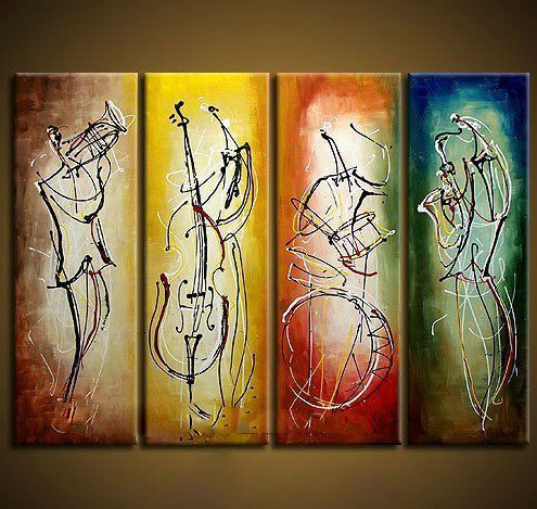 Four Pieces Abstractive Home Decor Modern Oil Paintings