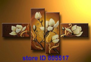 Brown Background Flowers Subject Canvas Modern Oil Paintings