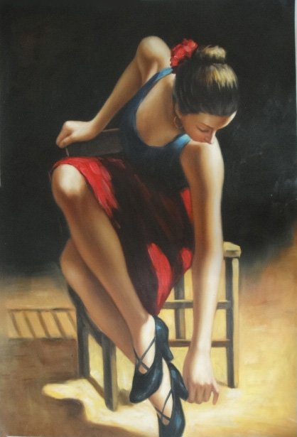 With A Girl Handmade Wall Decoration Modern Oil Paintings