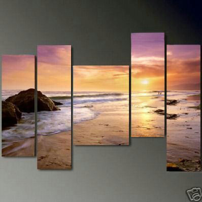 Sky Background Sea & Beach Subject Rectangle Shape Modern Oil Paintings