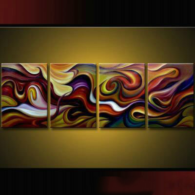 Colourful Curved Straps Canvas Wall Decoration Modern Oil Paintings