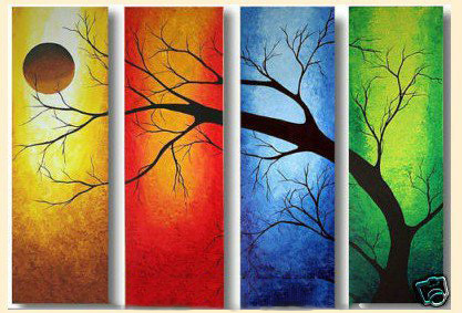 30CM*90CM With A Tree Colourful Background Canvas Modern Oil Paintings