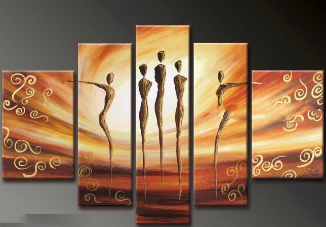 Colourful Background With People Wall Decoration Modern Oil Paintings