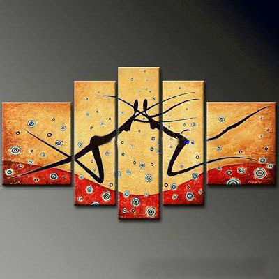 Champange & Red Background Two People Subject Canvas Modern Oil Paintings