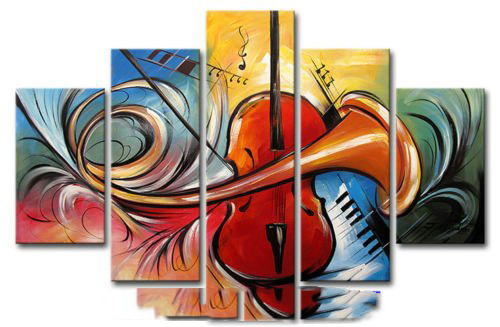 With Music Instrument Canvas Wall Decoration Modern Oil Paintings