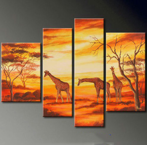 Dusk Background Giraffe Subject Not Easy To Fade Modern Oil Paintings