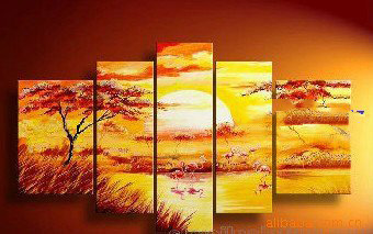 Yello & Orange Background Dusk Sight Subject Gifts & Decoration Modern Oil Paintings
