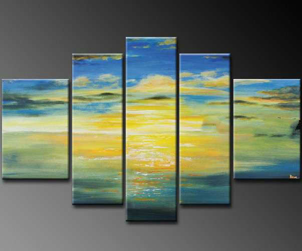Colorful With Sky & Ocean On Canvas Modern Oil Paintings