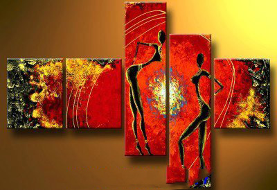 Red Yellow Black Background With People Gifts & Decoration Modern Oil Paintings