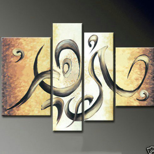 Hand Painted With Some Curving Straps Rectangle Shape Modern Oil Paintings