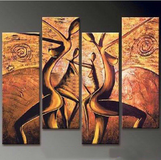 Brown Background People Subject Canvas Modern Oil Paintings