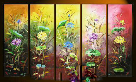 Coloful Background Flowers Subject Canvas Modern Oil Paintings