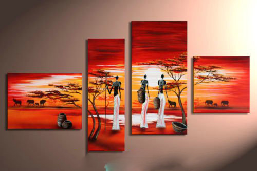 Peasant Women Sunset Background Canvas Modern Oil Paintings