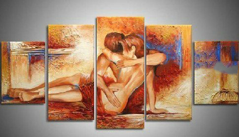 With Two People Colorful Background Canvas Modern Oil Paintings