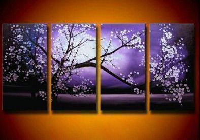 With Plum Purple Background Rectangle Shape Modern Oil Paintings