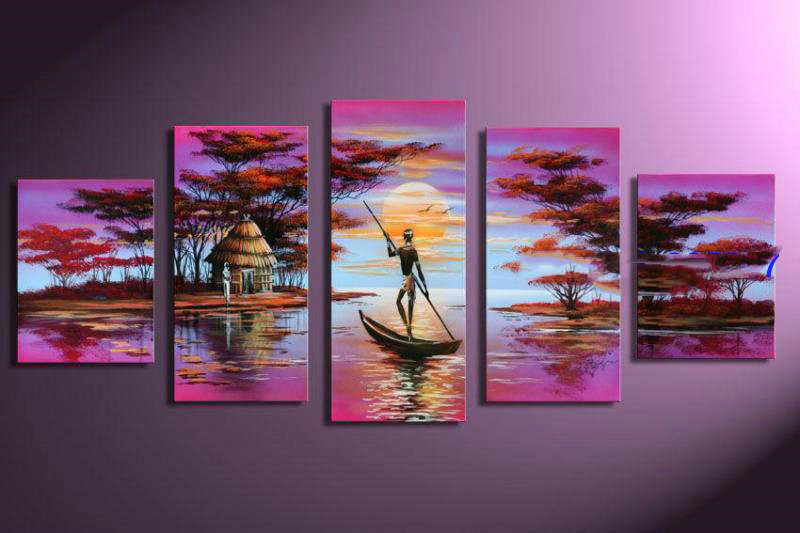 People & House Subject With Peaceful Atmosphere Canvas Modern Oil Paintings