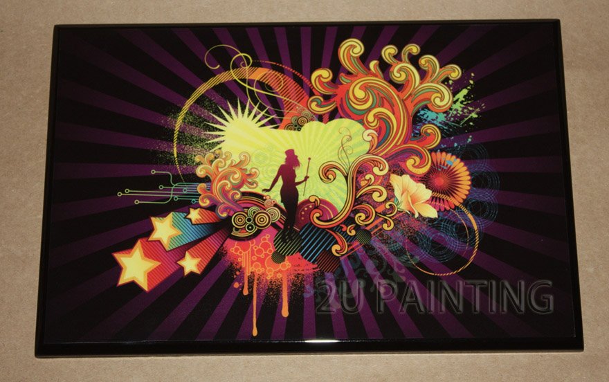 Ultraviolet Purple & Black Background A Girl Subject Modern Oil Paintings