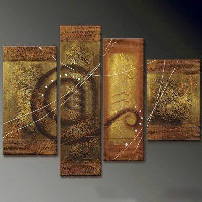 Yellow & Brown Background Rectangle Shape Canvas Modern Oil Paintings