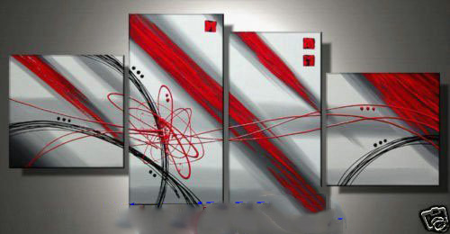 On Canvas Silver & Red Background Gifts & Decoration Modern Oil Paintings
