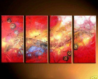 Colorful Background With Lines & Circles Canvas Modern Oil Paintings
