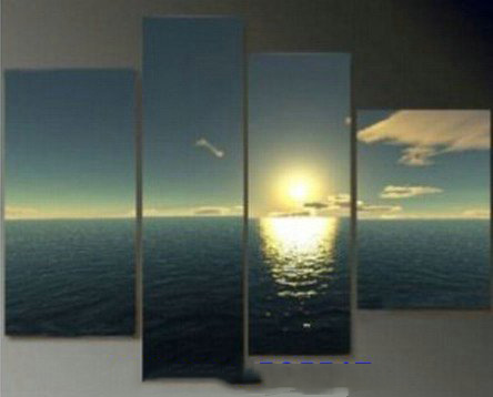 Canvas Light Blue Lake Dawn Background Modern Oil Paintings