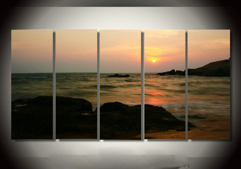 Canvas Dawn Background With A Sea Modern Oil Paintings