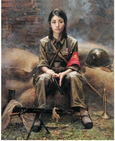 Charming Famous Female Soldier in the War Wonderful Workmanship Modern Oil Paintings