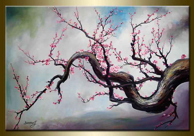 Beautiful Flower Subject Plum Blossom Wonderful Workmanship Modern Oil Paintings