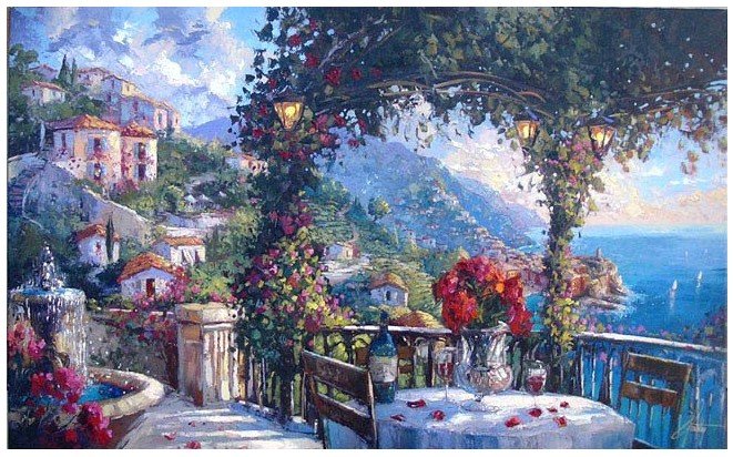 Landscape Mediterranean on Canvas Guaranteed 100% Modern Oil Paintings