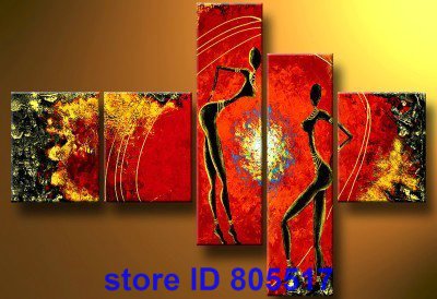 Two Person Dancing Red Background Unframed Abstract Oil Paintings