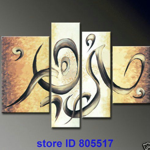 Large Lines Subject Light Yellow Background Pure Hand-painted Abstract Oil Paintings