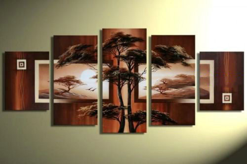 Tree Subject Dark Gray Background Wall Decoration Abstract Oil Paintings