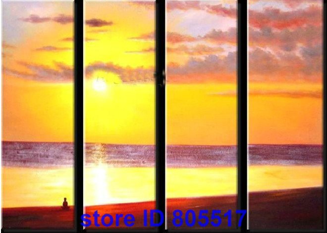 Sun Subject Mixcolor Background Good Condition Abstract Oil Paintings