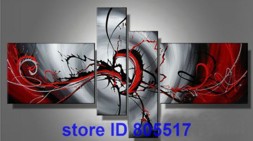 On Board With Many Lines Gray Background Abstract Oil Paintings